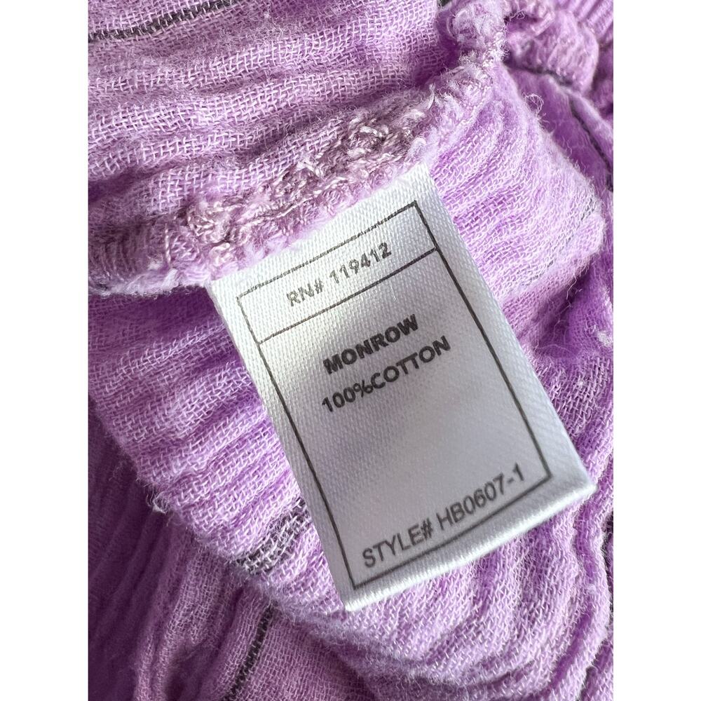 Monrow Pants Large Purple Lavender Gauze Pin Stripe Slim Pull On Drawstring - Picture 6 of 7